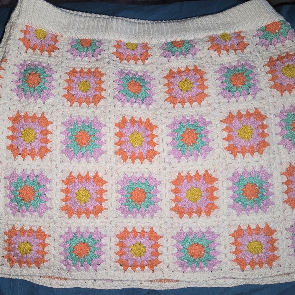 Art Class Multicolor Crochet Mini Skirt